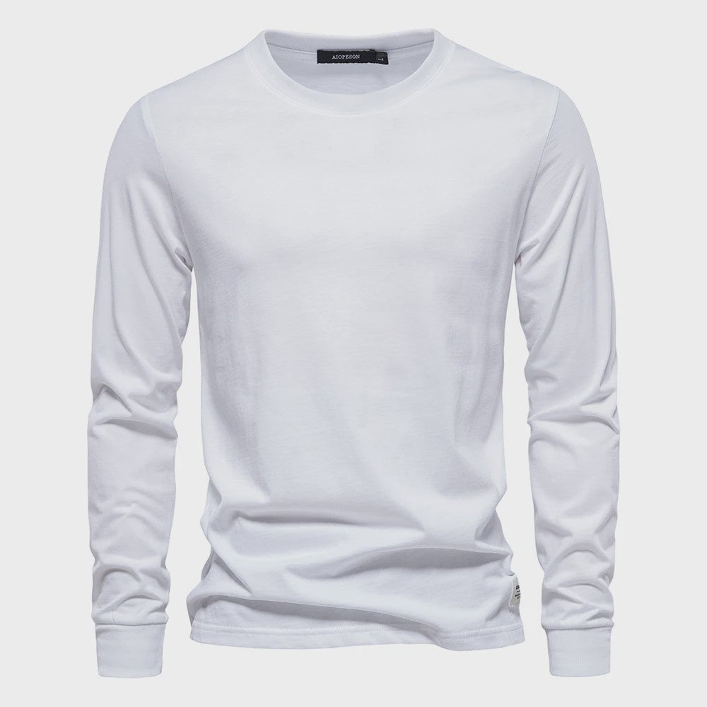 AIOPESON Heren Basic Longsleeve T-shirt - Katoen, Ronde Hals, Effen Kleur