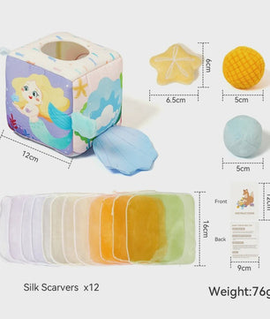Montessori Stoffen Tissue Box Speelgoed - Educatief Sensorisch Speelgoed voor Baby's met Vinger Oefening