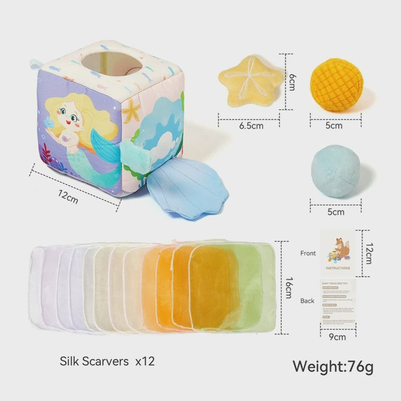 Montessori Stoffen Tissue Box Speelgoed - Educatief Sensorisch Speelgoed voor Baby's met Vinger Oefening