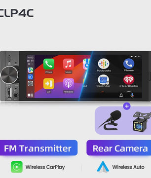 Universele 1-DIN Autoradio met 6.86" IPS Touchscreen, Draadloze CarPlay & Android Auto