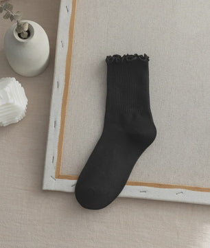 Dames Sokken met Ruche Rand - Comfortabel & Ademend - 6 Paar Set