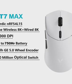 Rapoo VT7 MAX Draadloze Gaming Muis: 8K Polling Rate, Ultralicht & 750u Batterij
