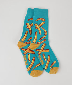 Grappige Sokken met Frietjes & Ketchup Print - Unisex Mid-Calf Sokken