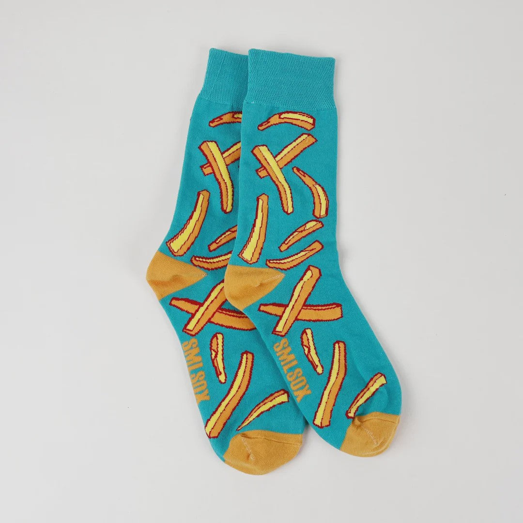 Grappige Sokken met Frietjes & Ketchup Print - Unisex Mid-Calf Sokken