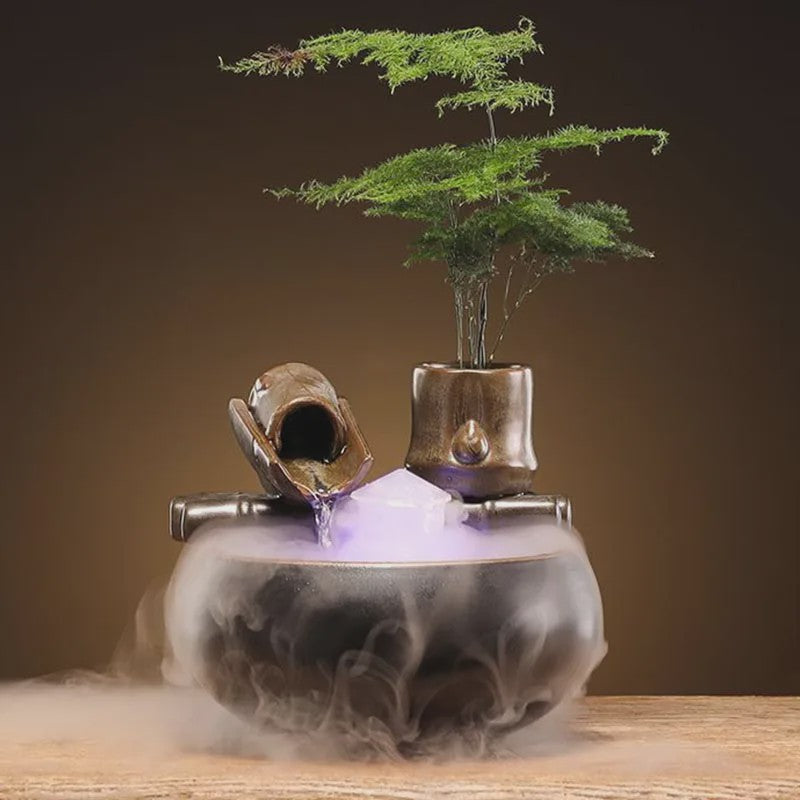 Keramische Fontein voor Katten en Huisdieren - Zen Decoratie met Waterval Effect