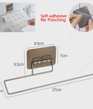 Set Badkamer Accessoires: Handdoekrek, Toiletrolhouder, Haak & Ring - Zwart