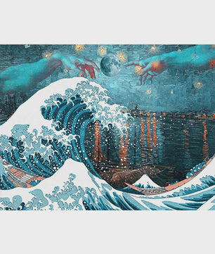 Klassieke Japanse Hokusai 'Great Wave' Canvas Poster - Tijdloze Kunst aan de Muur