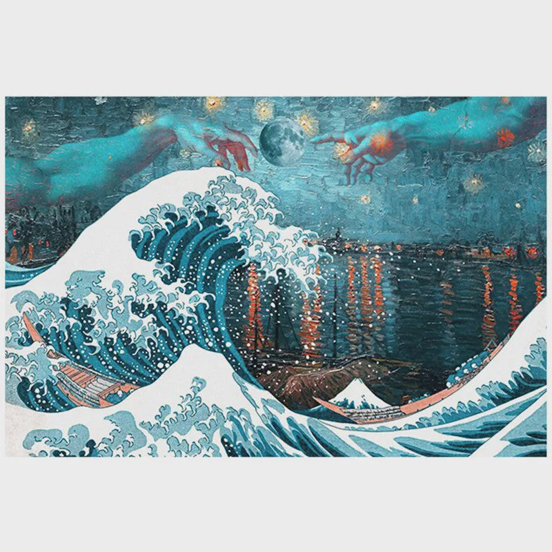 Klassieke Japanse Hokusai 'Great Wave' Canvas Poster - Tijdloze Kunst aan de Muur