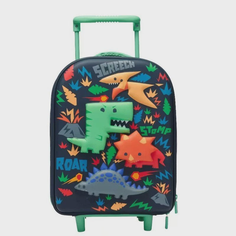 Kinder Koffer met 3D Dinosaurus en Trolleyfunctie - Schooltas & Reisbagage