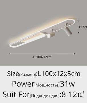 Moderne LED Plafondlamp met Spotlight - Zwart, Wit of Goud - Sfeervolle Verlichting voor Slaapkamer & Studiekamer