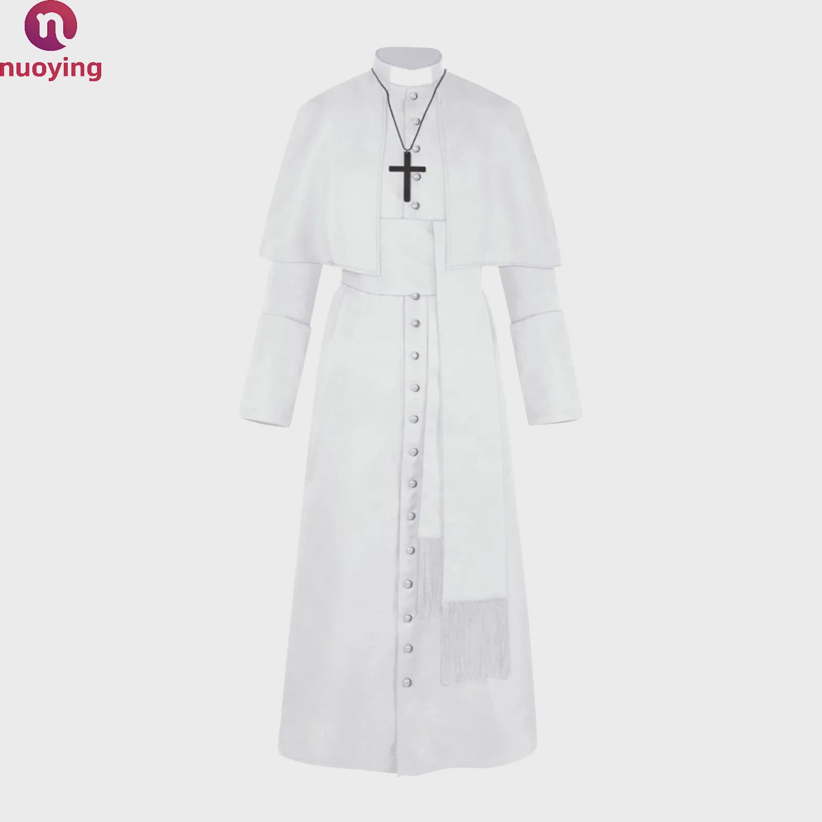 Middeleeuwse Priesterlijke Cassock Robe met Kruis & Accessoires - Retro Religieus Kostuum