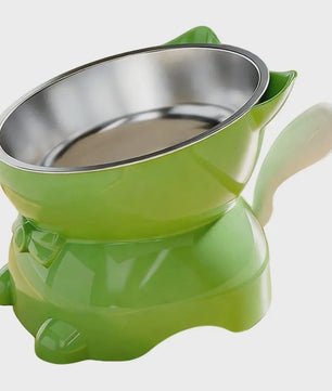 Verhoogde RVS Kattenbak met Schuin Design - Nekbescherming & Schattige Oren