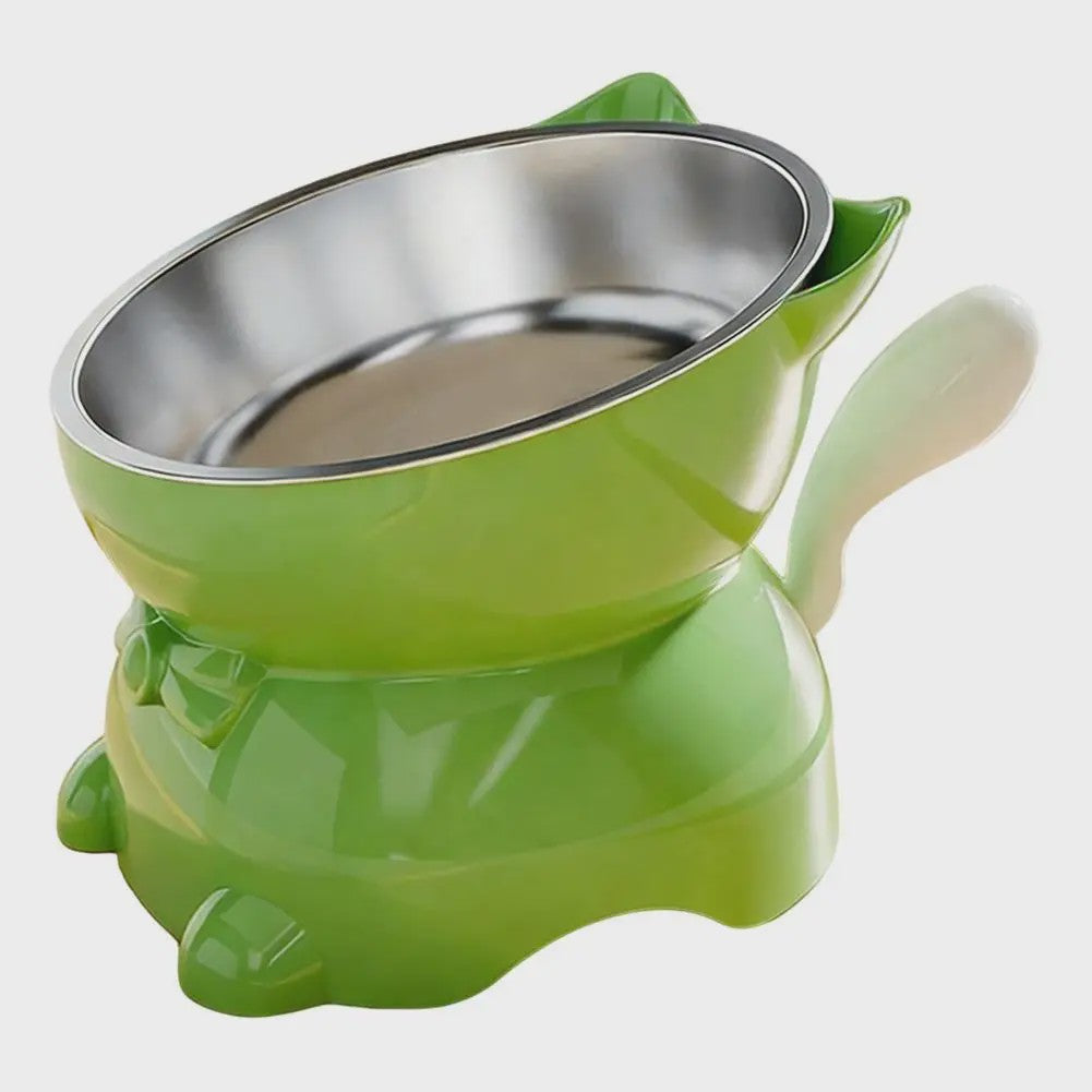 Verhoogde RVS Kattenbak met Schuin Design - Nekbescherming & Schattige Oren