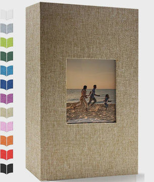 Linnen Fotoalbum voor 600 Foto's 4x6 inch met Venster & Horizontale/Verticale Insteekvakken