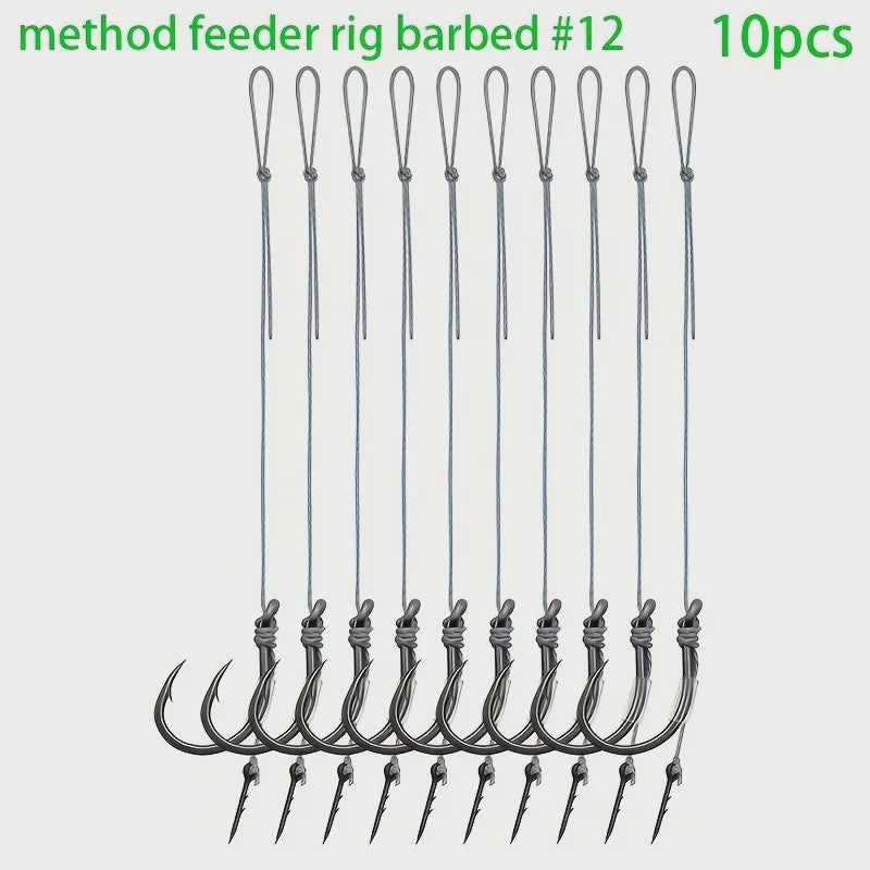 Method Feeder Rigs Set: 10/20 Stuks Haken met Gevlochten Lijn voor Feeder Vissen