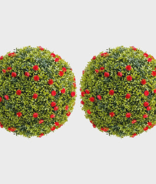 Kunst Buxusbollen met 11 Witte Bloesems - Decoratieve Tuin- en Huisdecoratie