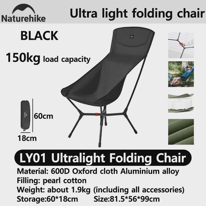Naturehike YL01 Ultra-lichtgewicht Campingstoel - Snel Opvouwbaar & Draagbaar (150kg)