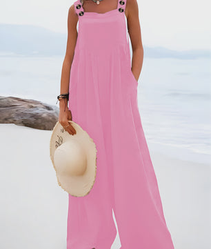 Zomerse Wijde Pijp Jumpsuit met Bretels - Casual en Comfortabel