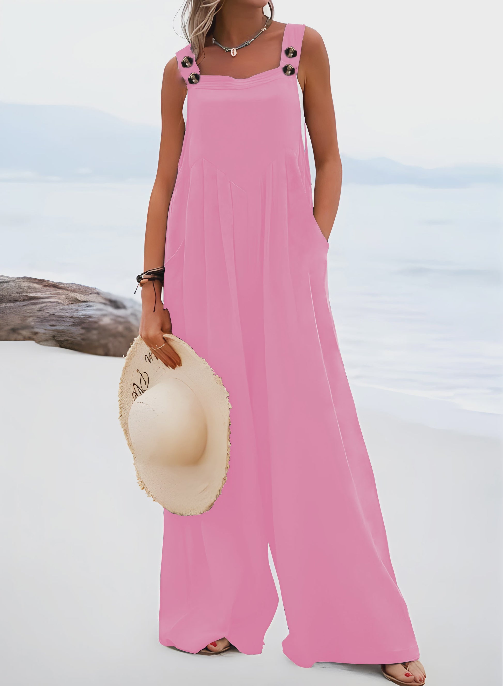 Zomerse Wijde Pijp Jumpsuit met Bretels - Casual en Comfortabel