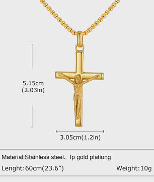 Stijlvolle Gouden Heren Ketting met Kruis Hanger - Roestvrij Staal, Vintage Mode Sieraden