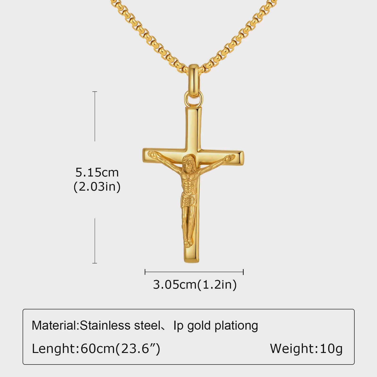 Stijlvolle Gouden Heren Ketting met Kruis Hanger - Roestvrij Staal, Vintage Mode Sieraden