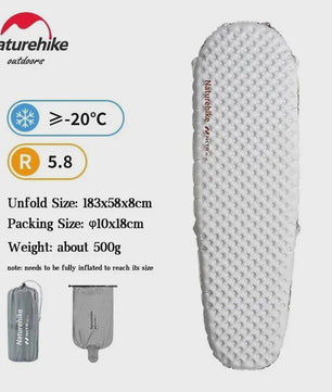 Naturehike Ultralichte Kampeerluchtmatras R-waarde 5.8 - Warm & Compact