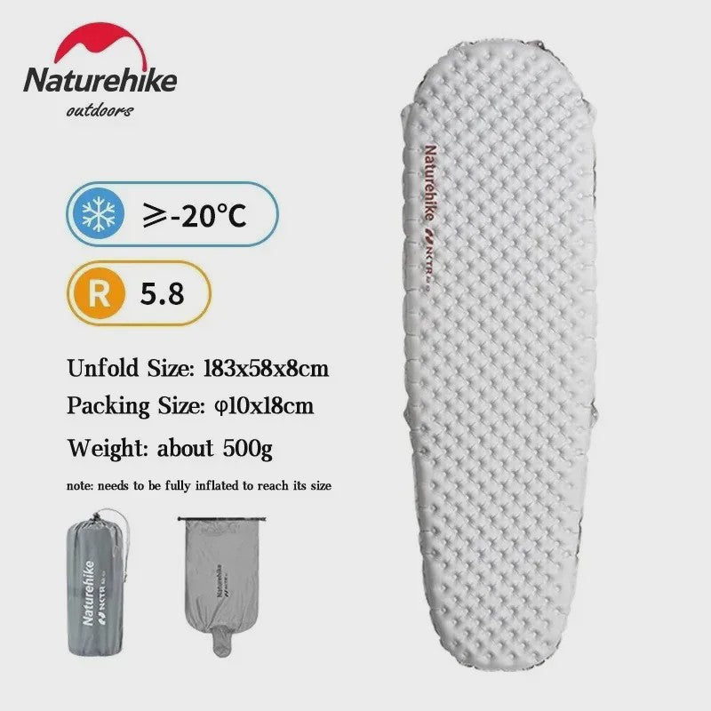 Naturehike Ultralichte Kampeerluchtmatras R-waarde 5.8 - Warm & Compact