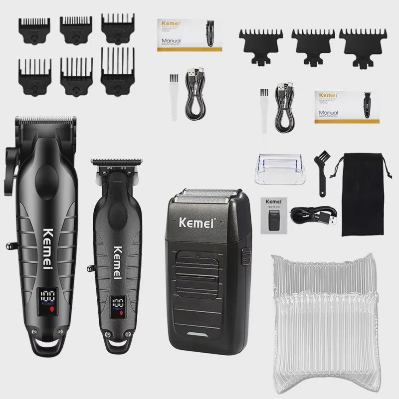 Kemei Professionele Heren Trimmer Kit - Elektrische Baard- en Haarklipper KM-2290/KM-2293/KM-1102