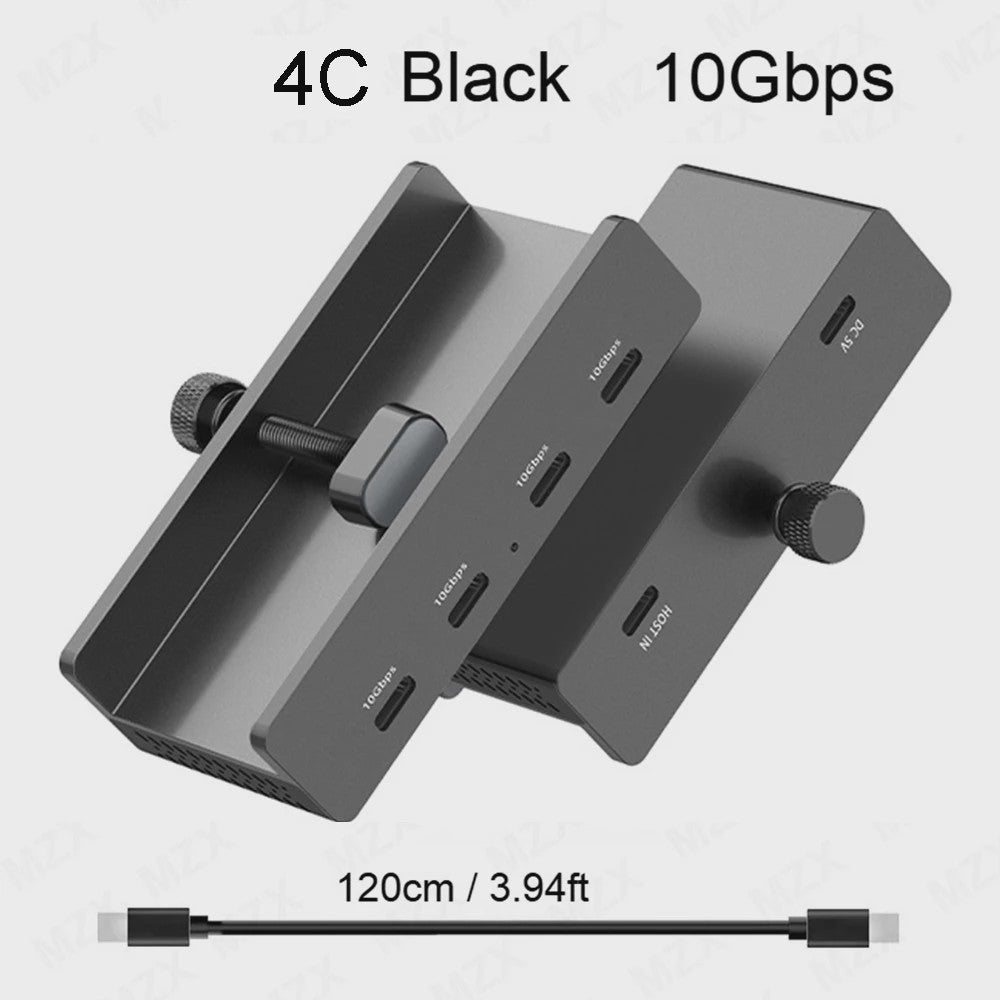 Aluminium USB 3.0/3.2 Hub met Clip: 5Gbps/10Gbps Docking Station voor Monitor & Bureau