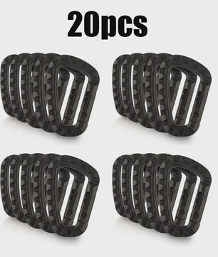 Tactische D-vormige Plastic Karabijnhaak - Set van 5, 10, 15 of 20 stuks - Outdoor & Camping Gear