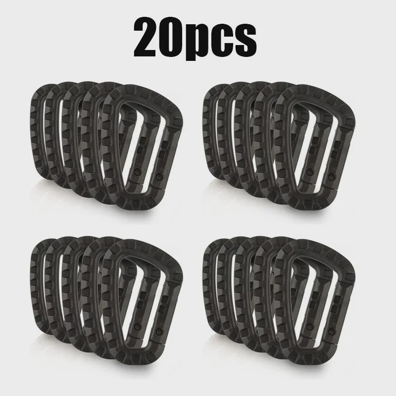 Tactische D-vormige Plastic Karabijnhaak - Set van 5, 10, 15 of 20 stuks - Outdoor & Camping Gear