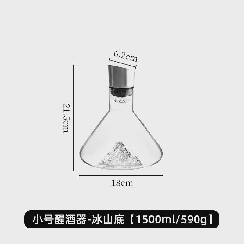 Luxe Kristallen Wijnkaraf 1500ML - Iceberg Design, Handgemaakt, Loodvrij, Wijnschenker & Dispenser