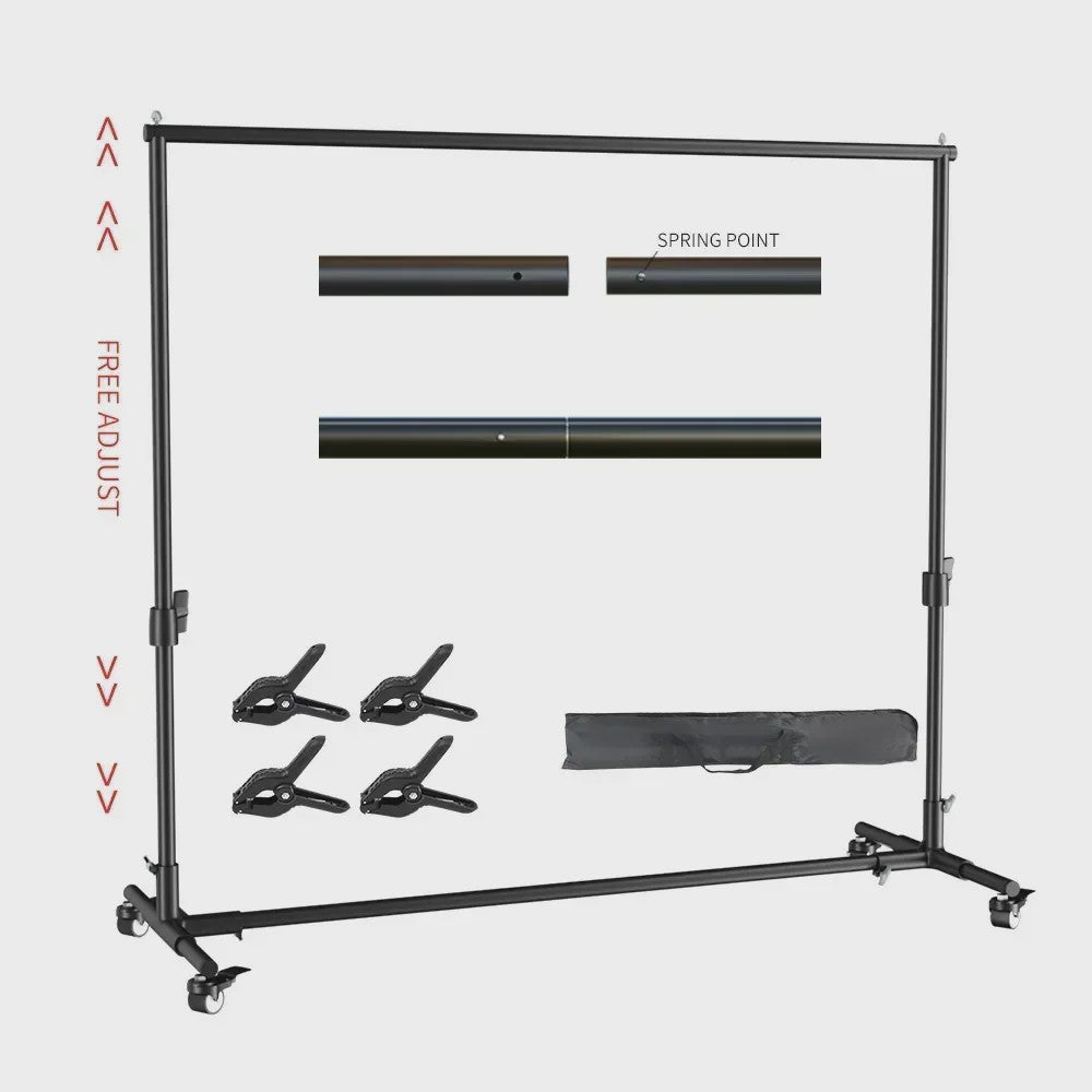 Professionele Achtergrond Stand Set (2x2M, 2x3M, 2.6x3M) - Draagbaar & Duurzaam