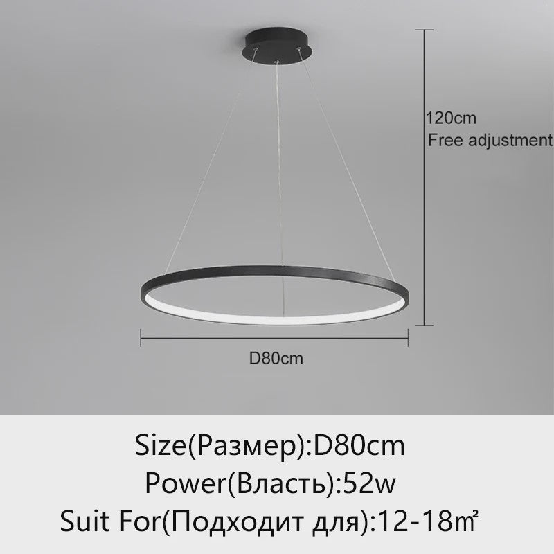 Moderne Ronde LED Plafondlamp Zwart/Wit - Dimbaar Hanglamp voor Keuken en Woonkamer