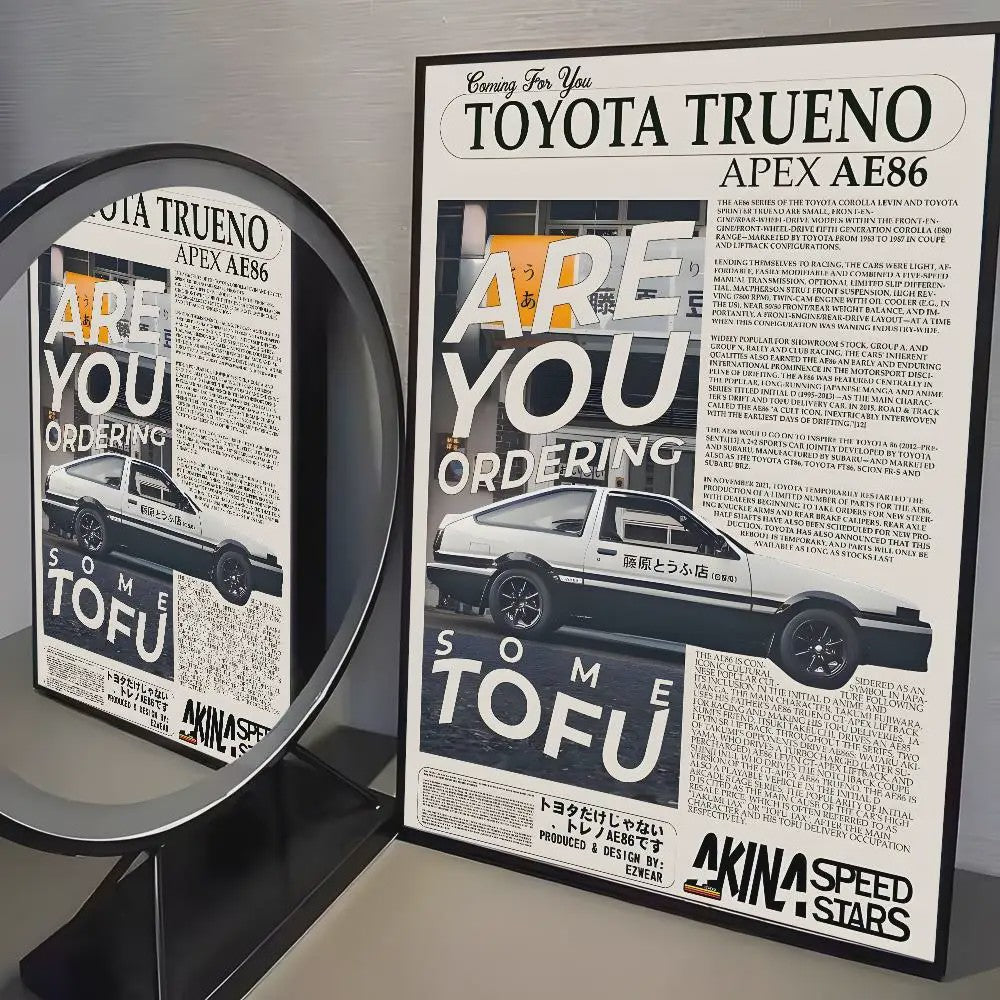Initial D AE86 JDM Poster - Iconische Auto Kunst voor de Fan