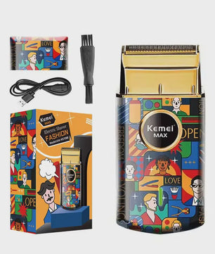 Kemei Oplaadbare Elektrische Tondeuse met Graffiti Design - Professionele Baardtrimmer & Scheerapparaat