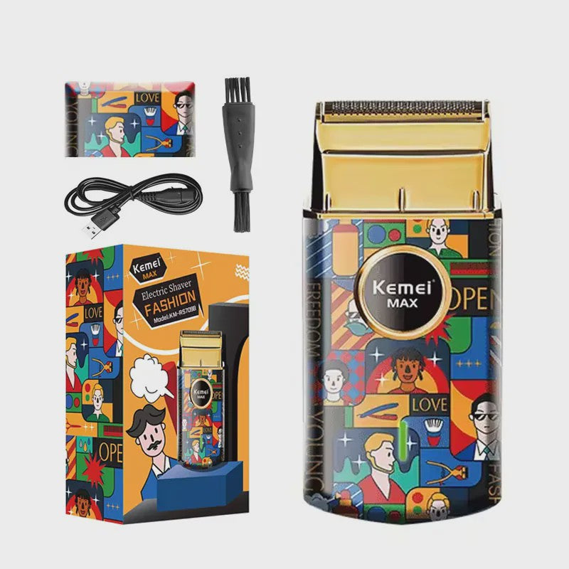 Kemei Oplaadbare Elektrische Tondeuse met Graffiti Design - Professionele Baardtrimmer & Scheerapparaat