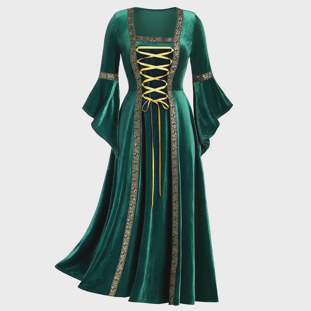 Middeleeuwse Gothic Jurk met Bandage Detail - Perfect voor Halloween Cosplay en Feesten