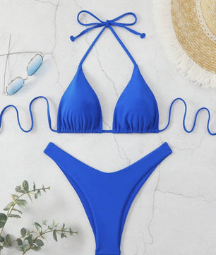 Dames Bikini Thong - Sexy Braziliaanse Stijl met Halter en Vetersluiting - Verkrijgbaar in Wit, Zwart & Koffie