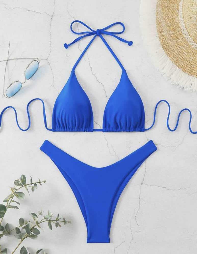 Dames Bikini Thong - Sexy Braziliaanse Stijl met Halter en Vetersluiting - Verkrijgbaar in Wit, Zwart & Koffie