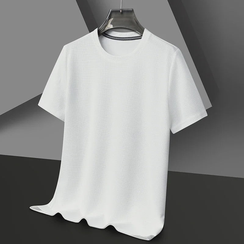 Heren Zomer T-shirt met Wafelstructuur en Korte Mouwen - Ronde Hals