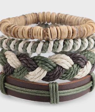 Heren Leren Armbanden Set - Viking, Gothic & Punk Stijl - Multilayer Vintage