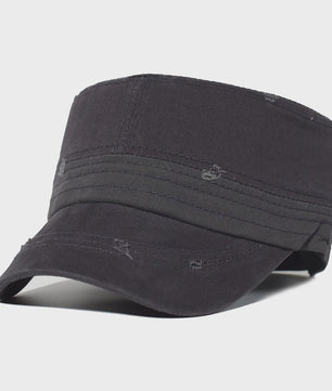 Vintage Washed Cotton Pet Cap - Stijlvolle Platte Pet voor Heren en Dames