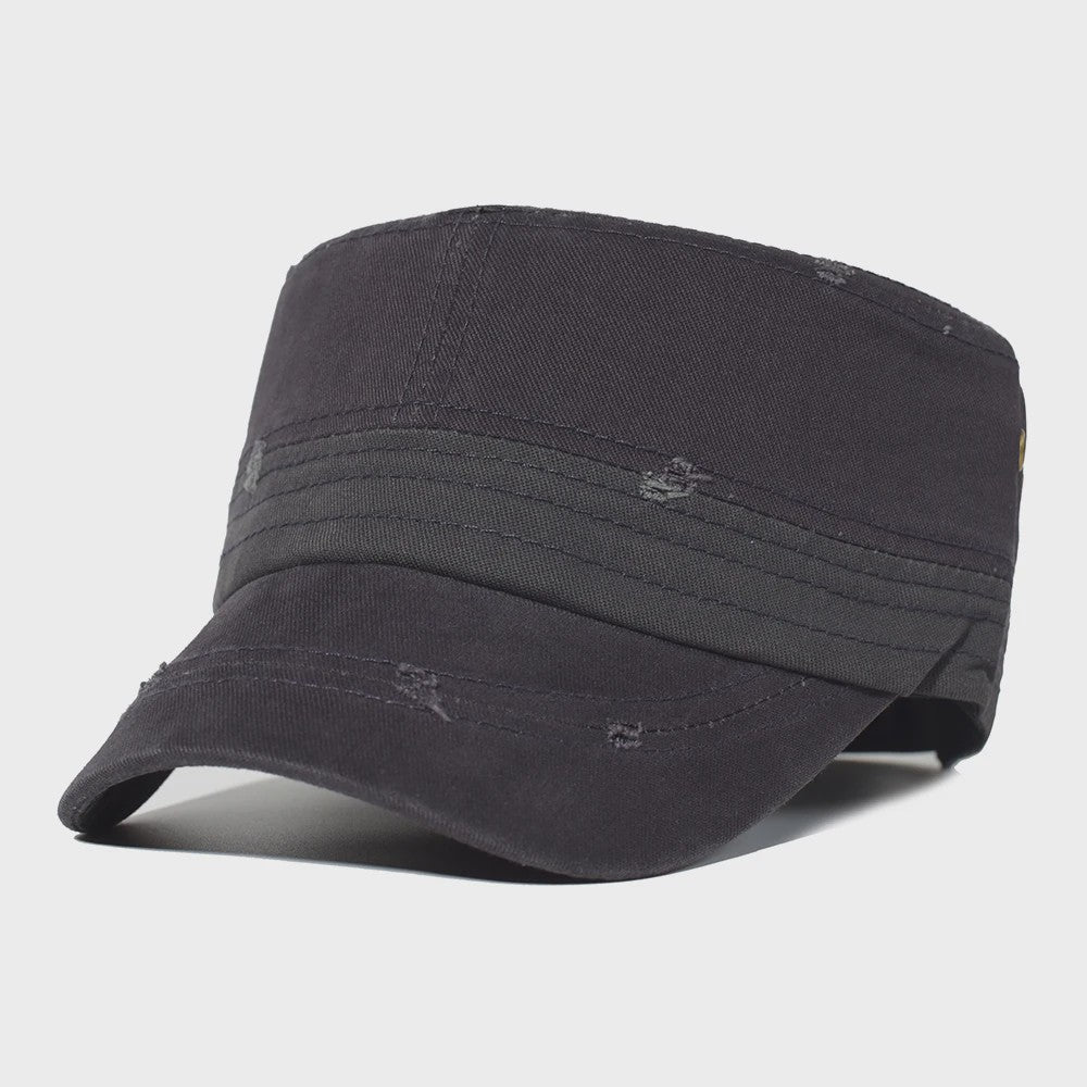 Vintage Washed Cotton Pet Cap - Stijlvolle Platte Pet voor Heren en Dames