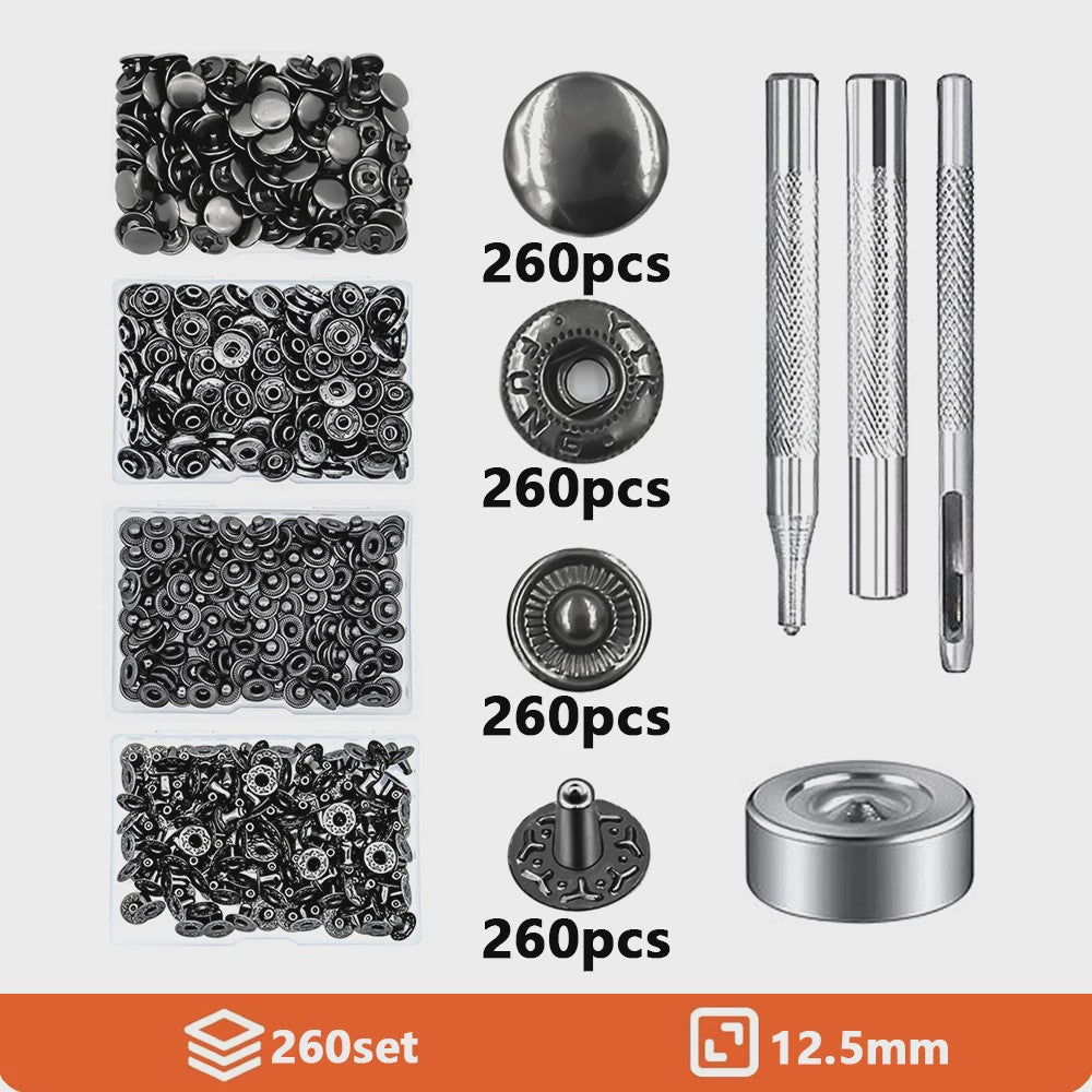 Roestvrij Staal Drukknopen Set 12.5mm Gunmetal Zwart - Kleding & Tassen