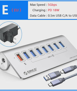 ORICO 10Gbps USB 3.2 Docking Station Hub met PD60W Opladen en 4/7 Poorten