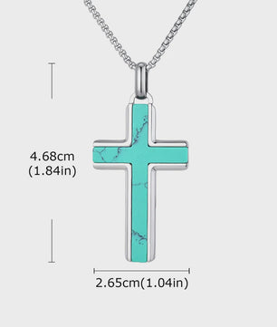 Vnox Heren Turquoise Hanger Ketting - RVS Boxketting, Vintage Stijl