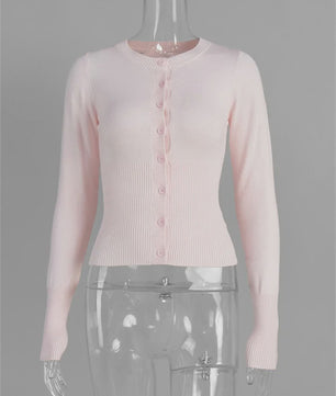 Dames Gebreide Cardigan met Lange Mouwen - Slim Fit & Elegant