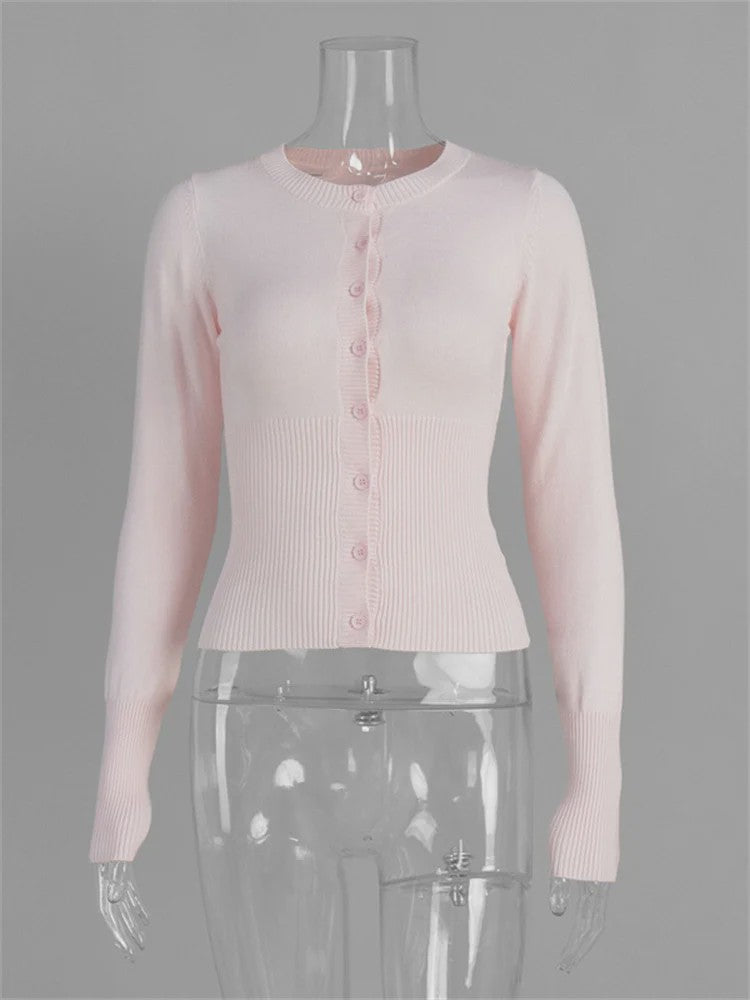 Dames Gebreide Cardigan met Lange Mouwen - Slim Fit & Elegant