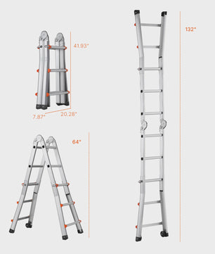 SucceBuy Telescopische Ladder A-Frame Compact Aluminium Multifunctioneel Draagbaar